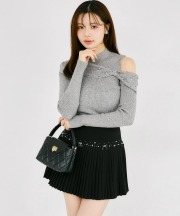 ビジュー＆リボン付きインナーパンツ仕様プリーツミニスカート tocco closet(トッコクローゼット)  ※オフィシャルサイト＆新宿ルミネエスト店限定