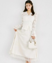 レース切り替え微起毛スカート tocco closet(トッコクローゼット)※オフィシャルサイト限定