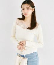 レーストリムサイドギャザーカットプルオーバー tocco closet(トッコクローゼット)