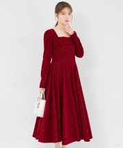 きらきらベロアスクエアネックワンピース tocco closet(トッコクローゼット)※オフィシャルサイト限定 ※セレクトアイテム