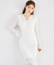 刺繍モチーフ付きセットアップ風レースワンピース tocco closet(トッコクローゼット)※オフィシャルサイト限定