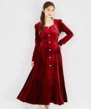 ウエストリボン付きクリアビジュー装飾ベロアワンピース tocco closet(トッコクローゼット)　※オフィシャルサイト限定