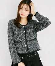 パール釦ジオメトリックパイピングツイードジャケット tocco closet(トッコクローゼット)※オフィシャルサイト限定