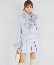 ファーティペット付きツイードジャケット×ミニスカートセットアップ tocco closet(トッコクローゼット)※オフィシャルサイト限定