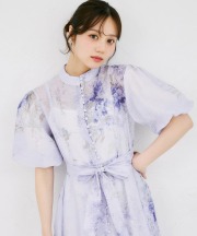インナーキャミソール付きウエストりぼんシアーフラワープリントワンピース tocco closet(トッコクローゼット) ※オフィシャルサイト限定