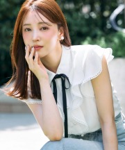 リボン付きラインレース装飾ラッフルフリルブラウス tocco closet(トッコクローゼット)　