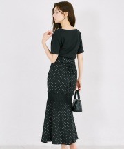 バックレースアップレース切り替えドットマーメイドスカート tocco closet(トッコクローゼット)