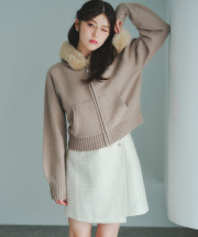 ビジュー飾り釦ラップツイードミニスカート tocco closet(トッコクローゼット)※中野恵那さんはアイボリー着用