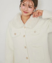 パール釦ネックファーニットジャケット tocco closet(トッコクローゼット)　