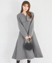 レイヤード風ヨーク切り替えフレアコート tocco closet(トッコクローゼット)※オフィシャルサイト限定 ※セレクトアイテム