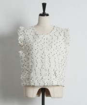 ドット柄フリルツイードベスト tocco closet(トッコクローゼット)※オフィシャルサイト限定※セレクトアイテム