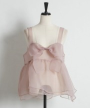 リボン付きシアーペプラムトップス  tocco closet(トッコクローゼット)　※オフィシャルサイト限定 ※セレクトアイテム