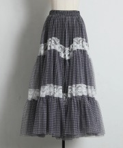レースラインギンガムチェックチュールスカート tocco closet(トッコクローゼット)※オフィシャルサイト限定※セレクトアイテム