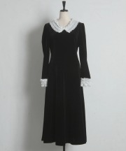 ウエストリボン付きバイカラーレースベロアワンピース tocco closet(トッコクローゼット)※オフィシャルサイト限定 ※セレクトアイテム