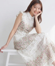 【入荷希望受付中☆】可憐さと品格を両立するレース襟付きシアーチェックパネルフラワーワンピース《RequestProject》※入荷希望数により商品化しない場合がございます。