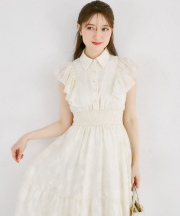 アイボリー再販予定！入荷連絡受付中☆理想の美シルエットが叶うシアーフラワー刺繍シャツワンピース tocco closet(トッコクローゼット)《RequestProject》※鈴木ゆうかさんはピンク着用/#28 アイボリー