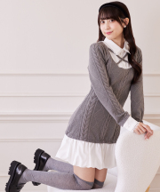 レース装飾シャツドッキングバルーンワンピース　Suyunn(スユン)　