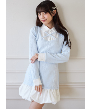 レース装飾シャツドッキングバルーンワンピース   Suyunn(スユン)  ＊スペシャルプライス品につき返品/キャンセル/配送日指定不可/ラッピング不可/少量在庫のセールの為交換は出来かねる場合がございます。