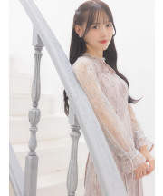リボン付きフラワーラインレースワンピース Suyunn(スユン) ※松本ももなさんはピンク着用
