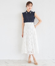 カットワークフラワーレースマーメイドスカート 【samelina】 《tocco closet luxe》 ＊スペシャルプライス品につき返品/キャンセル/配送日指定不可/ラッピング不可/少量在庫のセールの為交換は出来かねる場合がございます。