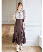 バックレースアップラッフルフリルマーメイドスカート 【schelia シェリア】 tocco closet《tocco closet luxe》＊スペシャルプライス品につき返品/キャンセル/配送日指定不可/ラッピング不可/少量在庫のセールの為交換は出来かねる場合がございます。
