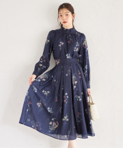 ボタニカルフラワーシアータックフレアスカート  1日25日(日)再販決定☆《tocco closet luxe》※少量の在庫確保による再販売の為、交換は出来かねる場合がございます。