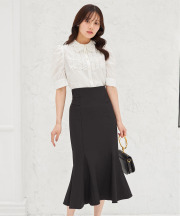【Ｓ・Ｍサイズ展開】後ろリボン付きマーメイドスカート 5月9日(土)新色ベージュ＆ブラック再販決定☆  tocco closet(トッコクローゼット) ※ブラウン、グレージュの入荷はありません