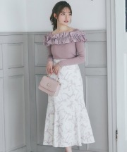 バックレースアップリボンプリントマーメイドスカート   8月11日(月)オフィシャルサイト限定ピンク再販☆【bellina ベリーナ】《RibbonCollection》※少量の在庫確保による再販売の為、交換は出来かねる場合がございます。予めご了承ください。