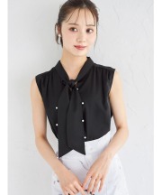 パール付きボウタイブラウス【cecely セセリー】《tocco closet luxe》＊スペシャルプライス品につき返品/キャンセル/配送日指定不可/ラッピング不可/少量在庫のセールの為交換は出来かねる場合がございます。