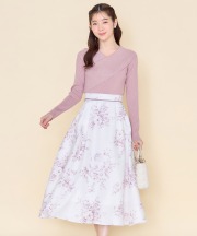 ウエスト配色ライン入りフラワープリントタックフレアスカート【celosia セロシア】 tocco closet(トッコクローゼット) ＊スペシャルプライス品につき返品/キャンセル/配送日指定不可/ラッピング不可/少量在庫のセールの為交換は出来かねる場合がございます。