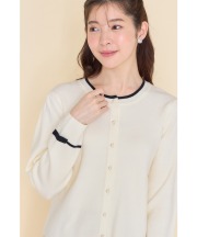 配色リボン付きパール釦ニットカーディガン【charisse シャリース】 tocco closet(トッコクローゼット) ＊スペシャルプライス品につき返品/キャンセル/配送日指定不可/ラッピング不可/少量在庫のセールの為交換は出来かねる場合がございます。