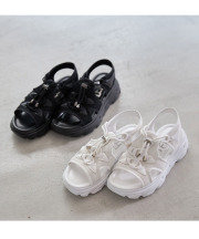メッシュリボンサンダル 【chathleen キャスリン】 tocco closet※セレクト商品 ＊スペシャルプライス品につき返品/キャンセル/配送日指定不可/ラッピング不可/少量在庫のセールの為交換は出来かねる場合がございます。