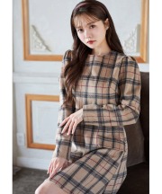 フェイクポケット付き起毛チェック台形ミニワンピース【farex ファレクス】 tocco closet≪@ichaaakoさんコラボ≫ ＊スペシャルプライス品につき返品/キャンセル/配送日指定不可/ラッピング不可/少量在庫のセールの為交換は出来かねる場合がございます。