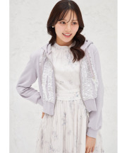 パール付きフロントチュールフリルパーカー 4月20日(月)再販決定☆  tocco closet(トッコクローゼット) ※ネイビー少量の在庫確保による再販売の為、交換は出来かねる場合がございます。