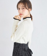 つい触りたくなる柔らか素材♪フリル配色マシュマロタッチリブニットプルオーバー【fendra】 tocco closet＊スペシャルプライス品につき返品/キャンセル/配送日指定不可/ラッピング不可/少量在庫のセールの為交換は出来かねる場合がございます。