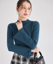 メローフリル裏起毛リブニットプルオーバー【geloty ジェロティ】 tocco closet(トッコクローゼット) ＊スペシャルプライス品につき返品/キャンセル/配送日指定不可/ラッピング不可/少量在庫のセールの為交換は出来かねる場合がございます。