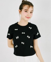 ミニパールリボン付きＴシャツ  6月4日(木)再販決定☆  tocco closet(トッコクローゼット)