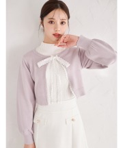 レースリボン付きニットカーディガン【isaline イサリン】 tocco closet ＊スペシャルプライス品につき返品/キャンセル/配送日指定不可/ラッピング不可/少量在庫のセールの為交換は出来かねる場合がございます。