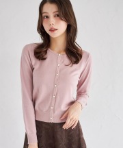 コラーゲン加工フラワー釦ニットカーディガン【laceza ラシーザ】 tocco closet(トッコクローゼット)
