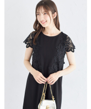サイドフラワーレース付きカットソーワンピース【lardena ラディナ】  tocco closet ＊スペシャルプライス品につき返品/キャンセル/配送日指定不可/ラッピング不可/少量在庫のセールの為交換は出来かねる場合がございます。