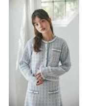 エンブレム釦ツイード風ニットカーディガン【legrina レグリナ】 tocco closet(トッコクローゼット) ＊スペシャルプライス品につき返品/キャンセル/配送日指定不可/ラッピング不可/少量在庫のセールの為交換は出来かねる場合がございます。
