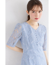 くるみ飾り釦付きフラワーレースワンピース  4月6日(月)再販決定☆【lertiane ラティアン】 tocco closet(トッコクローゼット)※少量の在庫確保による再販売の為、交換は出来かねる場合がございます。予めご了承ください。