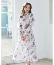 ２ＷＡＹボウタイリボン付きウエストリブ切り替えラッフルスリーブフラワープリントワンピース 【lilianne リリアン】 tocco closet ＊スペシャルプライス品につき返品/キャンセル/配送日指定不可/ラッピング不可/少量在庫のセールの為交換は出来かねる場合がございます。