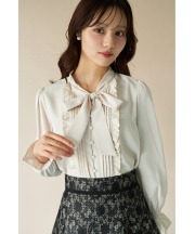ボウタイリボン付きピンタックフリルブラウス【lorelle ロレル】 tocco closet(トッコクローゼット)　