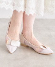 リボン付きシアードットバレエシューズ【marotte】 tocco closet※セレクト商品　＊スペシャルプライス品につき返品/キャンセル/配送日指定不可/ラッピング不可/少量在庫のセールの為交換は出来かねる場合がございます。