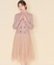 ケーブル編みニットベスト×リブニットチュールワンピースＳＥＴ【melanthia メランシア】＊スペシャルプライス品につき返品/キャンセル/配送日指定不可/ラッピング不可/少量在庫のセールの為交換は出来かねる場合がございます。
