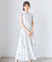 リボン＆フリル付きウエストシャーリングリボンプリントプリーツワンピース  【moselita モゼリタ】 tocco closet(トッコクローゼット)《ReStockItem》