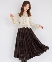 ベロアレースキャザーフレアスカート  12月30日(火) オフィシャルサイト限定ブラウン再販☆【mouche ムーシェ】 tocco closet(トッコクローゼット)※少量の在庫確保による再販売の為、交換は出来かねる場合がございます。予めご了承ください。