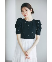 ビジュー付きパワーショルダーシルケットカットソープルオーバー 7月28日(日)再販決定☆【nerven ナーヴィン】 tocco closet(トッコクローゼット)≪tocco closet luxe≫