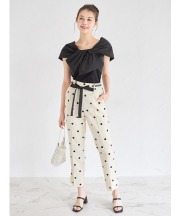 リボンベルト付きドットツイルパンツ 6月16日(月)オフィシャルサイト限定再販☆【pynelle フィネル】 tocco closet(トッコクローゼット)※少量の在庫確保による再販売の為、交換は出来かねる場合がございます。予めご了承ください。
